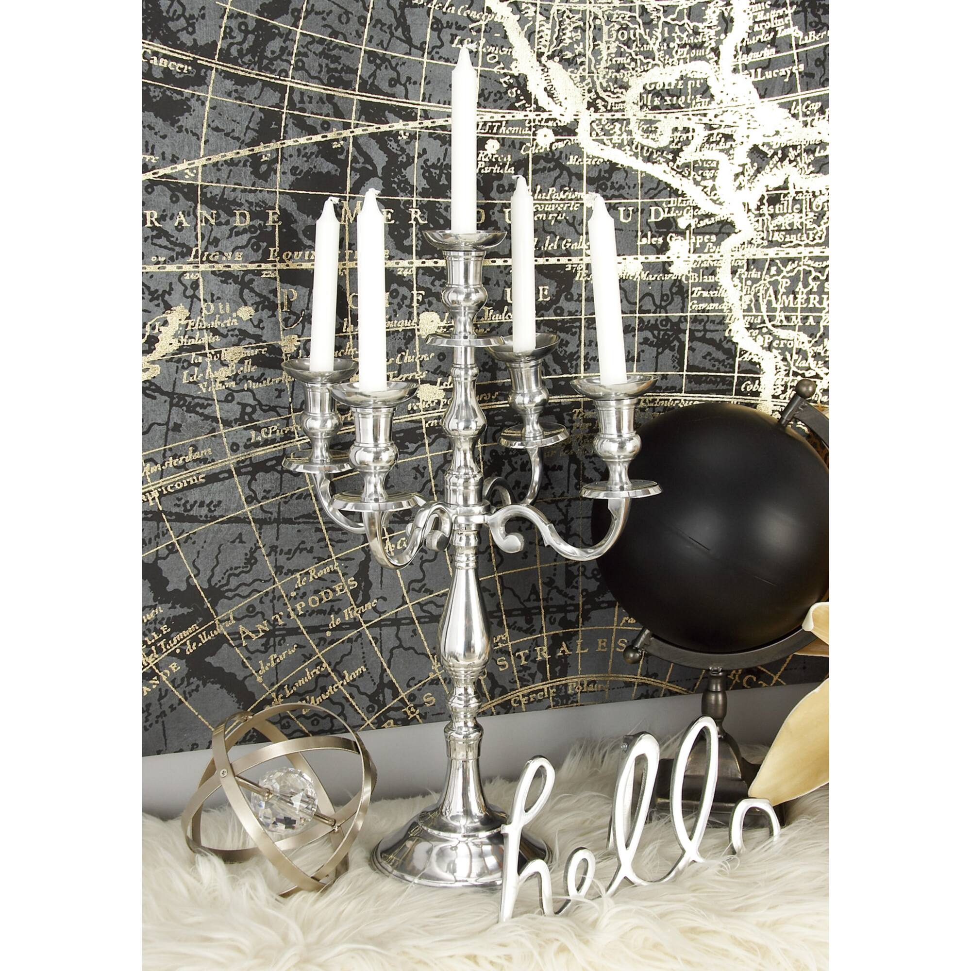 Silver Aluminum Traditional Candlestick Holders, 24" x 16" x 16"